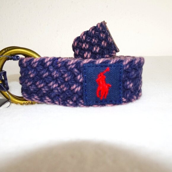 Polo Ralph Lauren Belt Men's Size S Navy Blue Webbed Adjustable O Ring Preppy - Picture 1 of 6